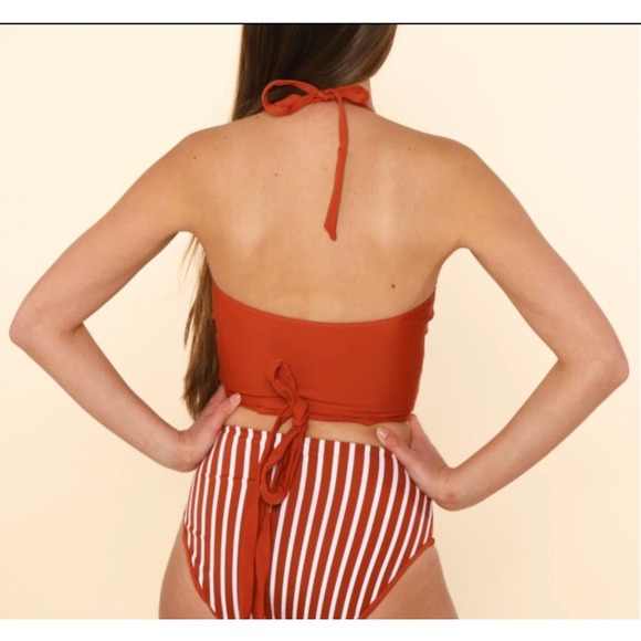 CORAL REEF SWIM Halter Bikini Swim Top with Wrap Tie Womens Size 12/14 Neon Pink - Picture 9 of 13